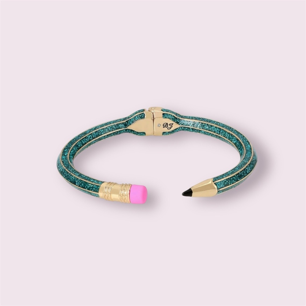 Betsey Johnson Teal Pencil Hinged Bracelet